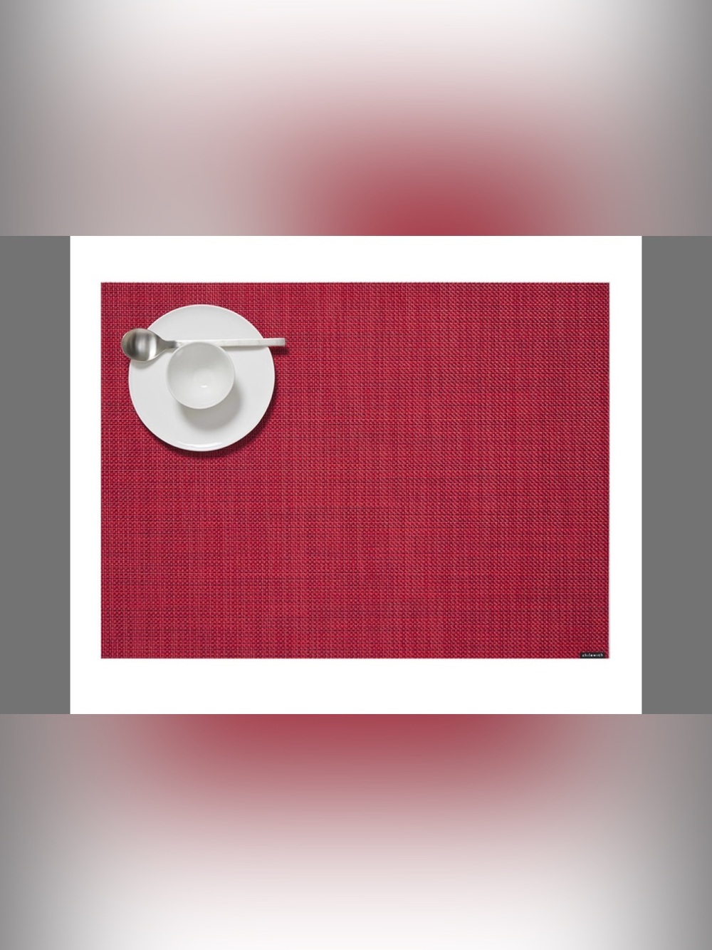 Chilewich Mini Basketweave Placemats In Scarlet - Set Of 4 - Easy Care Woven Tab